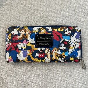 Disney Parks Loungefly Mickey & Friends Donald Duck Chip & Dale Zip 2016 Wallet